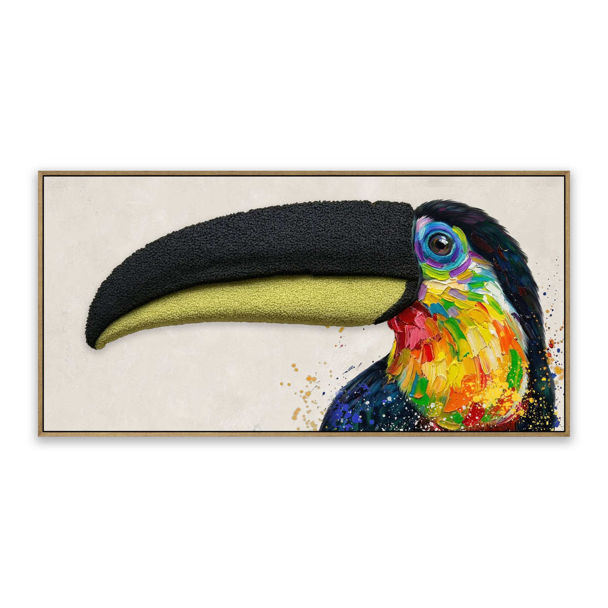 Vibrant Toucan 3D Wall Art – Textured Beak Canvas (100x50cm)
