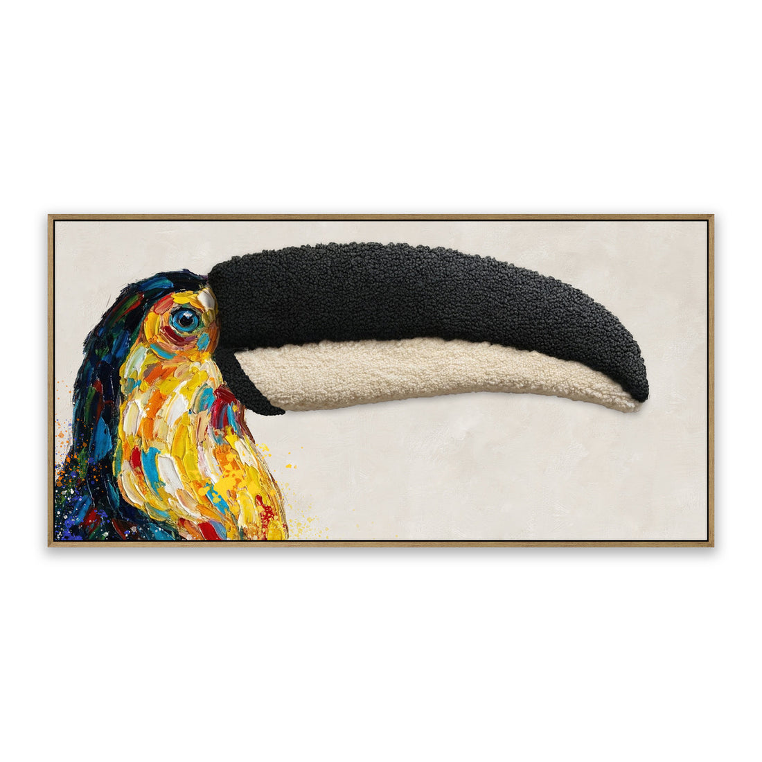Vibrant Toucan 3D Wall Art – Textured Beak Canvas (100x50cm)